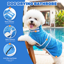 Load image into Gallery viewer, MASBRILL Dog Drying Towel for Small to Large Dogs, Absorbent Pet Bathrobe Coat with Adjustable Strap, Quick Dry Dog Towel for After Bath & Swim & Cold Weather