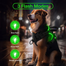 Load image into Gallery viewer, MASBRILL Light Up Dog Harness - No Pull Led Dog Harness Rechargeable Lighted Dog Harness for Night Walking Adjustable Glow Vest for Small Medium Large Dogs