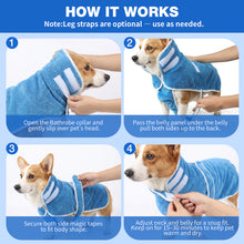 Load image into Gallery viewer, MASBRILL Dog Drying Towel for Small to Large Dogs, Absorbent Pet Bathrobe Coat with Adjustable Strap, Quick Dry Dog Towel for After Bath & Swim & Cold Weather