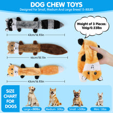 Load image into Gallery viewer, MASBRILL Squirrel Dog Squeaky Toys, 3PCS Crinkle Plush Dog Toys for Teething Chewing- No Stuffing&With Soft Squeaker , Best Birthday Gift For Puppy to Large Size Breeds
