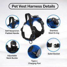 Load image into Gallery viewer, MASBRILL Light Up Dog Harness - No Pull Led Dog Harness Rechargeable Lighted Dog Harness for Night Walking Adjustable Glow Vest for Small Medium Large Dogs