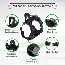 Load image into Gallery viewer, MASBRILL Light Up Dog Harness - No Pull Led Dog Harness Rechargeable Lighted Dog Harness for Night Walking Adjustable Glow Vest for Small Medium Large Dogs