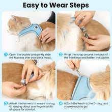 Load image into Gallery viewer, MASBRILL Cat & Dog Harness with Leash, Reflective Escape-Proof No-Pull Soft Vest, Easy to Wear for Walking, Traveling, Includes Pet Bells