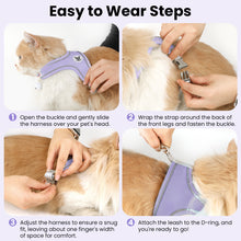 Load image into Gallery viewer, MASBRILL Cat & Dog Harness with Leash, Reflective Escape-Proof No-Pull Soft Vest, Easy to Wear for Walking, Traveling, Includes Pet Bells