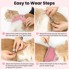 Load image into Gallery viewer, MASBRILL Cat & Dog Harness with Leash, Reflective Escape-Proof No-Pull Soft Vest, Easy to Wear for Walking, Traveling, Includes Pet Bells