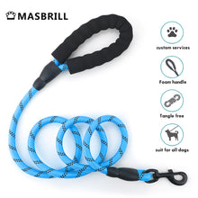 Load image into Gallery viewer, MASBRILL Dog Leash for Medium and Large Dogs with Comfortable Padded Handle Strong Leash with Highly Reflective Threads 5FT-Blue