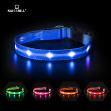 Load image into Gallery viewer, MASBRILL LED Dog Collar, Glowing Night Walking Light Dog Collar, Waterproof and USB Rechargeable for Small Medium Large Dogs Flashing Collar