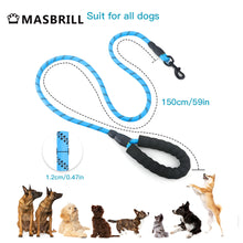 Load image into Gallery viewer, MASBRILL Dog Leash for Medium and Large Dogs with Comfortable Padded Handle Strong Leash with Highly Reflective Threads 5FT-Blue
