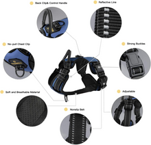 Load image into Gallery viewer, MASBRILL Reflective Dog Harness No Pull Dog Vest Harness with Handle, Breathable Padded Dog Chest Harness Adjustable for Medium Dog-Blue