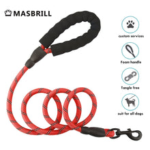 Load image into Gallery viewer, MASBRILL Dog Leash for Medium and Large Dogs with Comfortable Padded Handle Strong Leash with Highly Reflective Threads 5FT-Blue