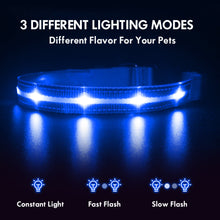 Load image into Gallery viewer, MASBRILL LED Dog Collar, Glowing Night Walking Light Dog Collar, Waterproof and USB Rechargeable for Small Medium Large Dogs Flashing Collar