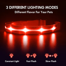 Load image into Gallery viewer, MASBRILL LED Dog Collar, Glowing Night Walking Light Dog Collar, Waterproof and USB Rechargeable for Small Medium Large Dogs Flashing Collar