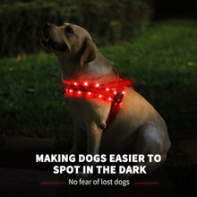Load image into Gallery viewer, MASBRILL Light Up Dog Harness, Reflective Led Dog Harness Glow-in-The-Dark for Night Walking, USB Rechargeable Lighted Dog Safety Vest for Medium Dogs, Adjustable Soft Mesh No Pull Dog Harness