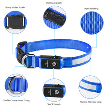 Load image into Gallery viewer, MASBRILL LED Dog Collars Flashing Light Up Dog Collar Rechargeable and Safety Night Glowing Dog Collar for Small Medium Large Dogs Blue