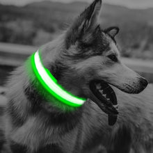 Load image into Gallery viewer, MASBRILL LED Dog Collars Flashing Light Up Dog Collar Rechargeable and Safety Night Glowing Dog Collar for Small Medium Large Dogs Blue