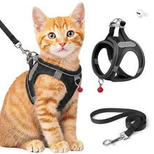 Load image into Gallery viewer, MASBRILL Cat &amp; Dog Harness and Leash Set, Reflective Escape-Proof No-Pull Soft Vest, Easy to Wear for Walking, Traveling, Includes Pet Bells
