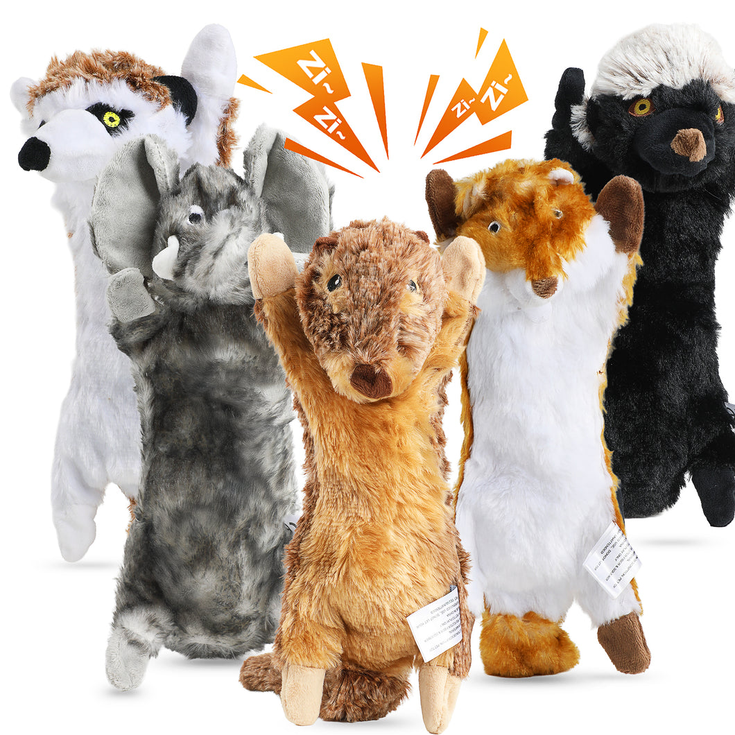 MASBRILL Dog Squeaky Toys, 5 PCS Crinkle Plush Dog Toys ,Stuffless Puppy Toys for Boredom,Teething and Chewing, Best Birthday Gift for Puppy to Large Size Breeds
