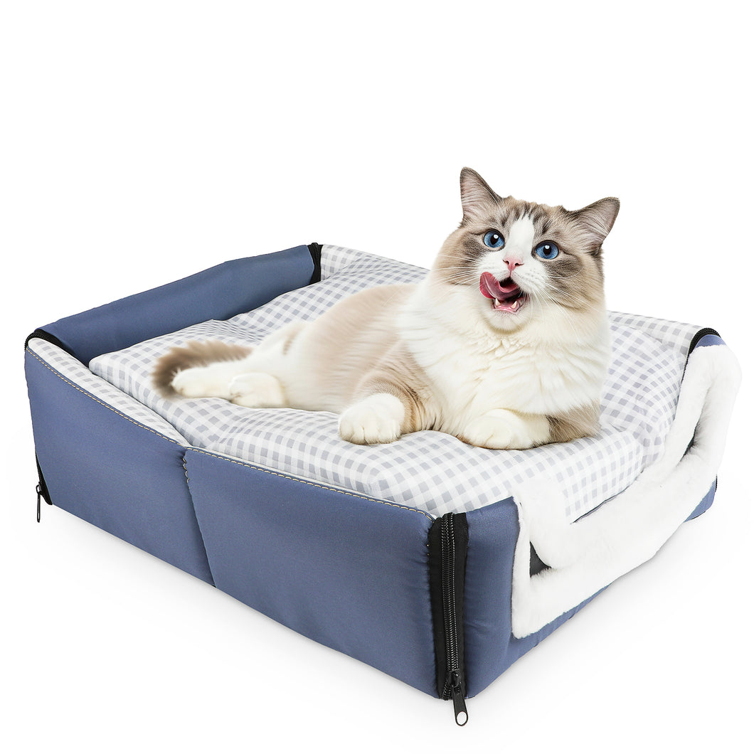 MASBRILL 2-in-1 Dog Bed & Cat Bed with Soft Plush Entrance – Pet House for Indoor Puppy and Kittens with Anti-Slip Bottom, Foldable & Waterproof