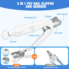 Load image into Gallery viewer, MASBRILL 2-in-1 Pet Nail Clippers &amp; Grinder with LED Light and Protective Guard, USB Rechargeable, Safe Nail Care for Small to Large Dogs and Cats, Beginner Friendly

