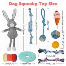 Load image into Gallery viewer, MASBRILL 10 Pack Puppy Chew Toys , Dog Toys for Small Dogs with Ropes, Treat Ball and Plush Squeaky to Keep Them Busy, Grey Rabbit
