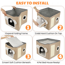 Load image into Gallery viewer, MASBRILL Cat Beds for Indoor Cats - Large Pet Cat Bed Cave with Scratch Pad and Fluffy Ball, Foldable Cat Hideaway for Multi Small Pet
