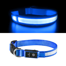 Load image into Gallery viewer, MASBRILL LED Dog Collars Flashing Light Up Dog Collar Rechargeable and Safety Night Glowing Dog Collar for Small Medium Large Dogs Blue
