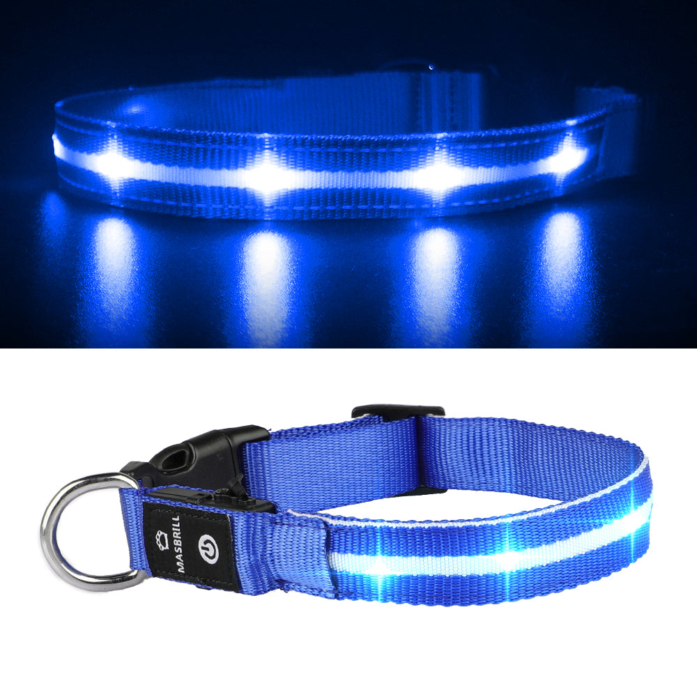 MASBRILL LED Dog Collar, Glowing Night Walking Light Dog Collar, Waterproof and USB Rechargeable for Small Medium Large Dogs Flashing Collar