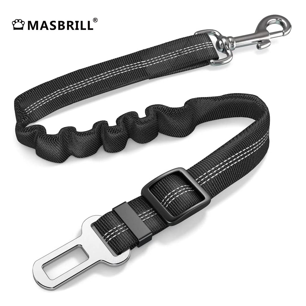 MASBRILL Dog Car Seat Belt, Retractable Dog Car Seatbelts, Adjustable Pet Seat Belt for Vehicle, Nylon Pet Safety Seat Belts Heavy Duty & Elastic & Durable Car Harness for Dogs