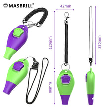 Load image into Gallery viewer, MASBRILL Dog Clickers for Training and Dog Whistle 2 in 1 with Wrist Strap-Puppy Training Clickers Pet Training Clicker for Cats Birds Horses-2Pcs
