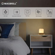 Load image into Gallery viewer, MASBRILL Touch Sensor Night Light, Bedside Lamp Warm Light and White Light 2 in 1, Dimmable Kindergarten Night Light, Rechargeable Bedside Mini Table Lamps
